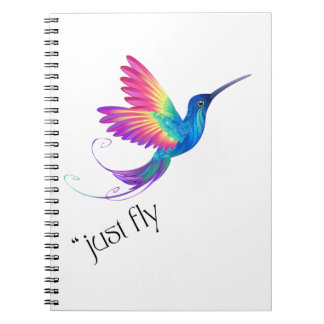 Just Fly - Vibrant Rainbow Hummingbird Art for Fre Notebook