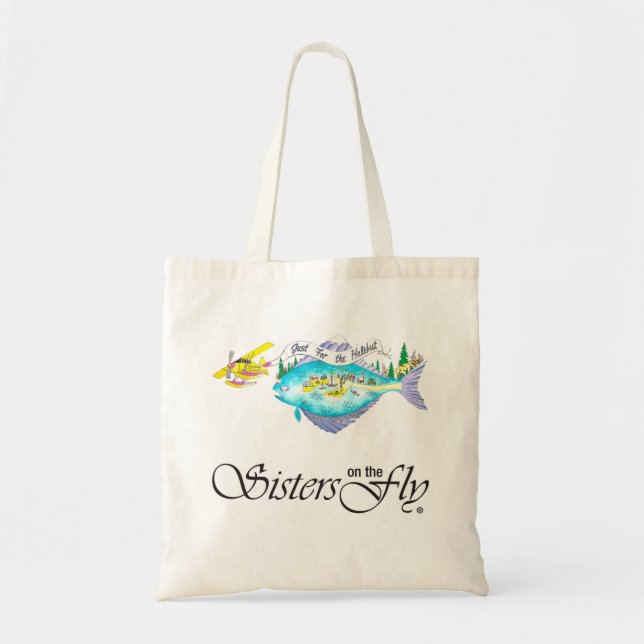 JUST FOR THE HALIBUT CATE BATTLES DESIGN TOTE BAG (Front)