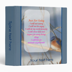 Just For Today Bluebird Inspirational Personalized Binder