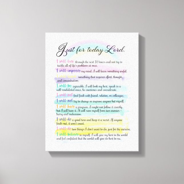 Just for today, Lord  Canvas Print (Front)