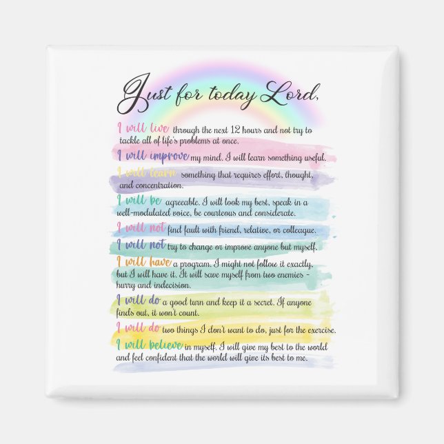 Just for today, Lord   Magnet (Front)