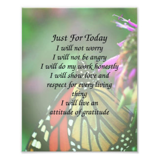 Just For Today Monarch Butterfly Inspirational Photo Print