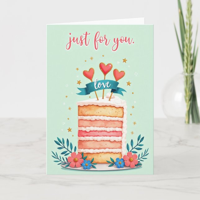 Just For You Cake Birthday Card (Front)