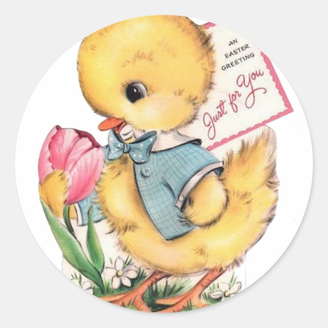 Just for You Easter Greetings Classic Round Sticker (Front)