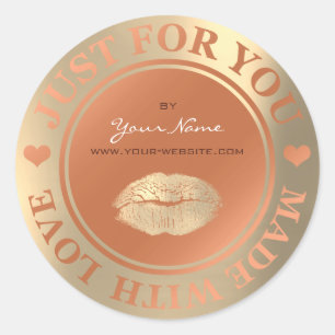 Just For You Made With Love Cora Kiss Web Gold Classic Round Sticker