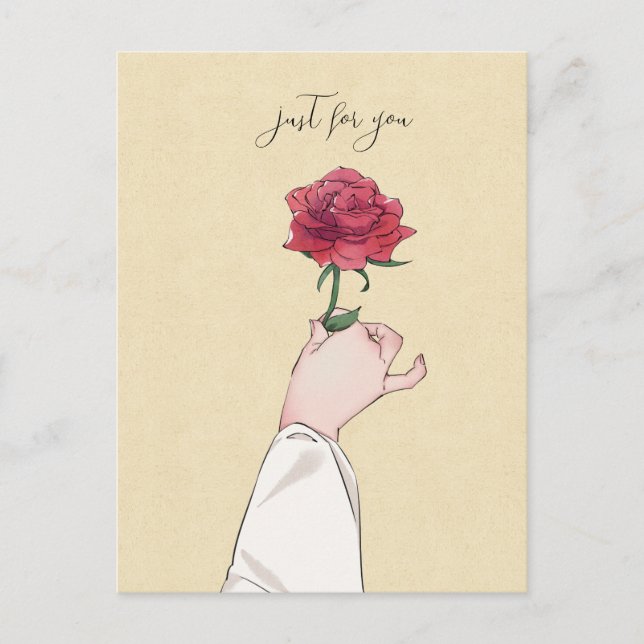 Just for you red rose postcard (Front)