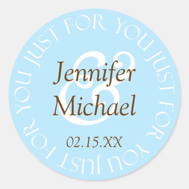 Just For You Wedding Favour Labels (Front)