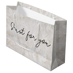 Just For You White Faux Fur  Large Gift Bag