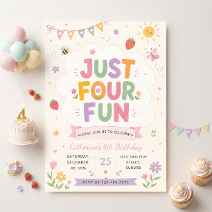 Just Four Fun Birthday Party Invitation