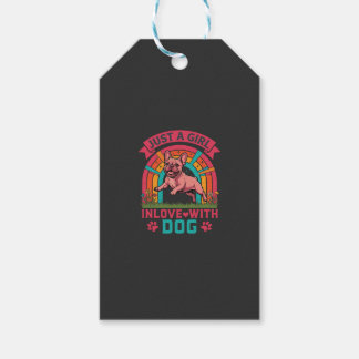 Just Girl Inlove Dog French Bulldog Rainbow Paws Gift Tags