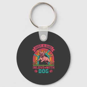 Just Girl Inlove Dog French Bulldog Rainbow Paws Keychain