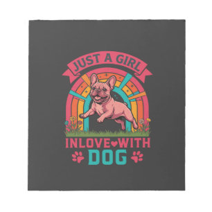 Just Girl Inlove Dog French Bulldog Rainbow Paws Notepad