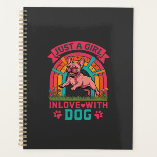 Just Girl Inlove Dog French Bulldog Rainbow Paws Planner