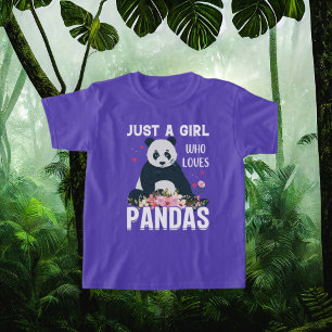 just girl loves pandas word art  T-Shirt