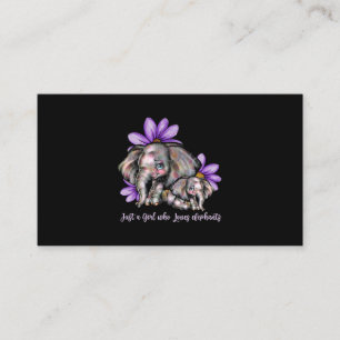 Just Girl Who Love Elephants Flower Animal Recuse  Business Card
