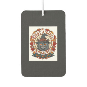 Just Girl Who Loves Cats Halloween Witch Fall Leav Air Freshener