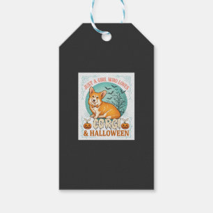 Just Girl Who Loves Corgi Halloween Pumpkins Bats_ Gift Tags