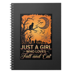 Just Girl Who Loves Fall Cat Halloween Moon_1 Notebook