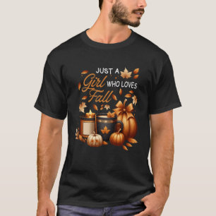 Just Girl Who Loves Fall Pumpkin Cozy Autumn Thank T-Shirt