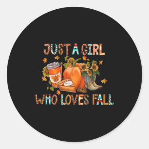 Just Girl Who Loves Fall Watercolor Autumn Season  Classic Round Sticker