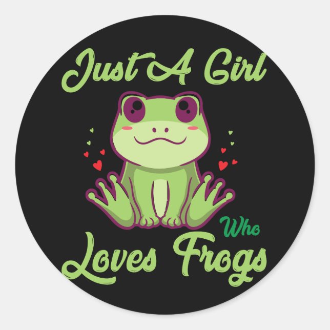 just-girl-who-loves-frogs design classic round sticker (Front)