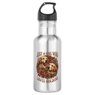 Just Girl Who Loves Goldens Dog Roses_1 532 Ml Water Bottle