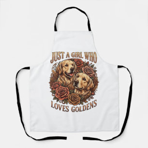Just Girl Who Loves Goldens Dog Roses_1 Apron