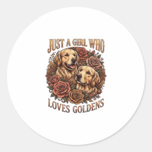 Just Girl Who Loves Goldens Dog Roses_1 Classic Round Sticker