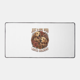 Just Girl Who Loves Goldens Dog Roses_1 Desk Mat