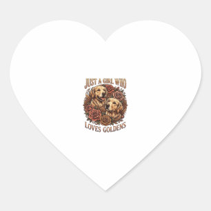 Just Girl Who Loves Goldens Dog Roses_1 Heart Sticker