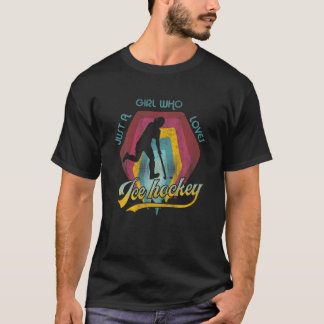 Just Girl Who Loves Ice Hockey Women Retro Vintage T-Shirt