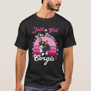 Just Girl Who Loves Tricolor Corgi Pink Vintage Do T-Shirt