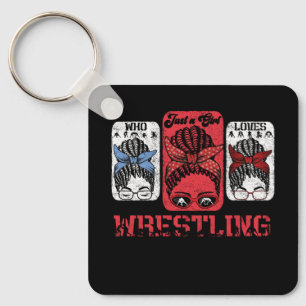 Just Girl Who Loves Wrestling Wrestler Athlete Mes Keychain
