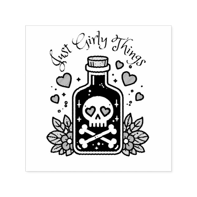 Just Girly things Poison Bottle Funny Halloween Self-inking Stamp (Design)