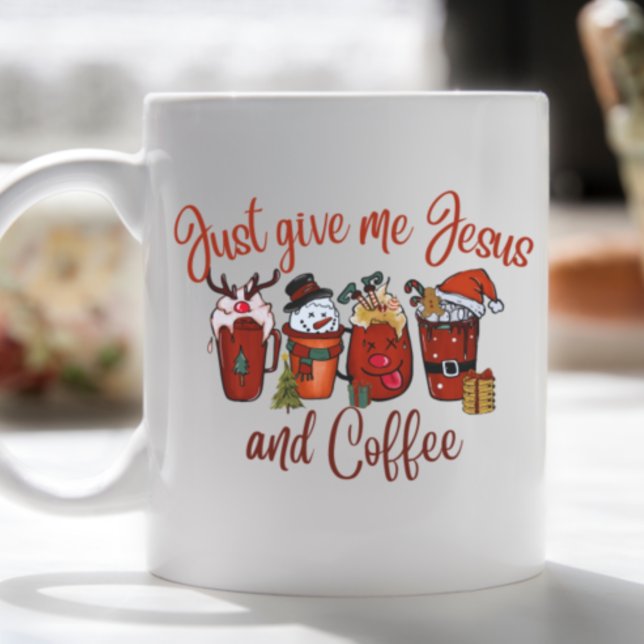 Just Give Me Jesus and Coffee Christmas Cute Xmas  Coffee Mug (Creator Uploaded)