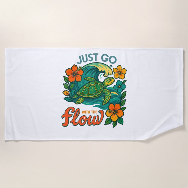 Just Go with the Flow Turtle Beach Towel (Front)