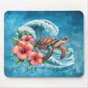 Just Go With The Flow Turtle Mouse Pad