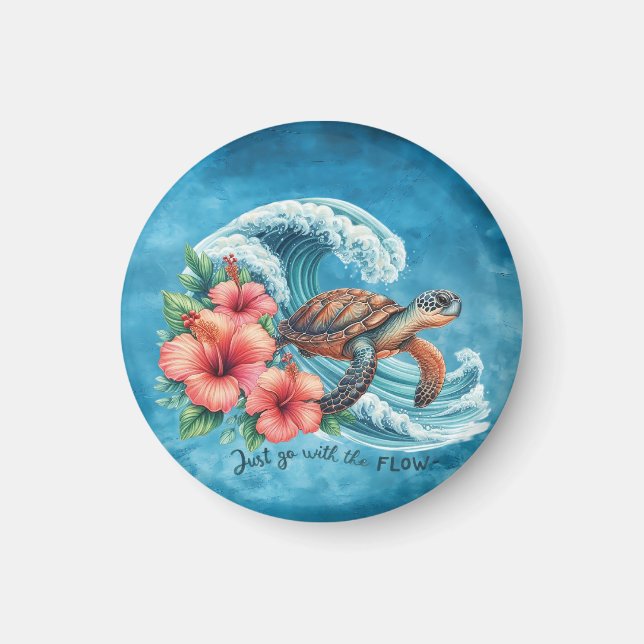 Just Go With the Flow — Turtle Style Magnet (Front)