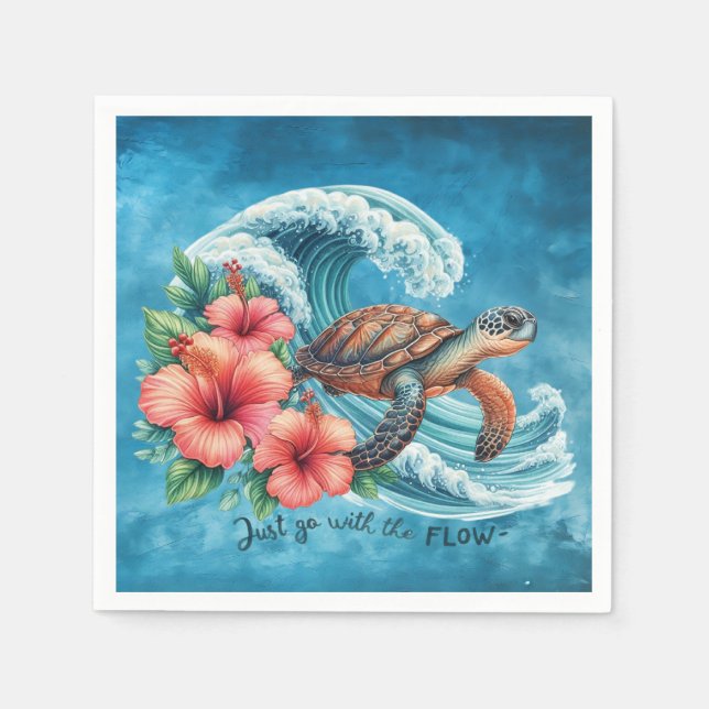Just Go With the Flow — Turtle Style Napkin (Front)
