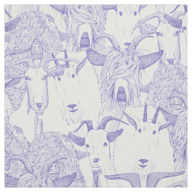 just goats violet white fabric (Swatch)