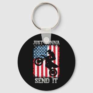 Just Gonna Send It Patriotic Motocross Dirt Bike D Keychain