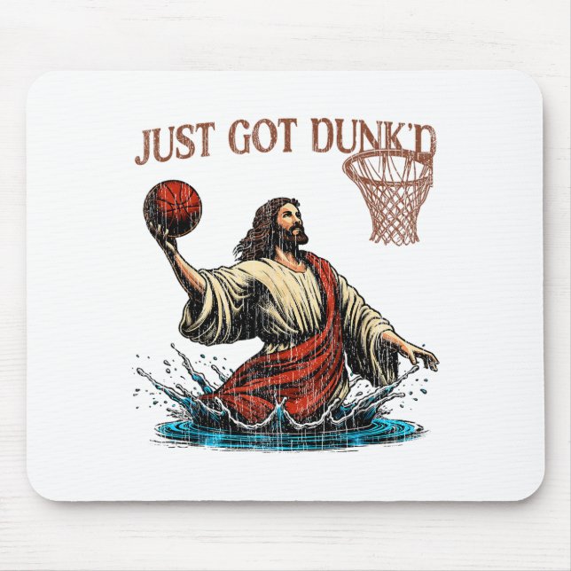 Just Got Dunked Funny Baptism Jesus Christian Bask Mouse Pad (Front)