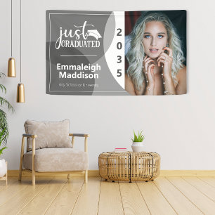 Just Graduated Modern Photo Grey Custom Banner