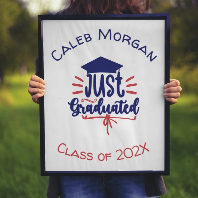 Just Graduated Red & Blue Personalized   Poster (Creator Uploaded)