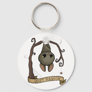 Just Hangin Halloween Cute Hanging Bat Spooky Ador Keychain