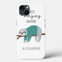 Just hanging around fun bright cartoon sloth