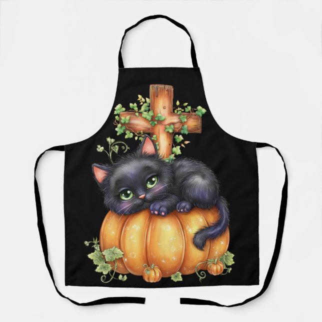 Just hanging around, Resting Kitten In Pumpkin Apron (Front)