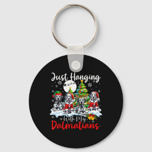 Just Hanging With My Dalmatians Xmas Three Santa D Keychain
