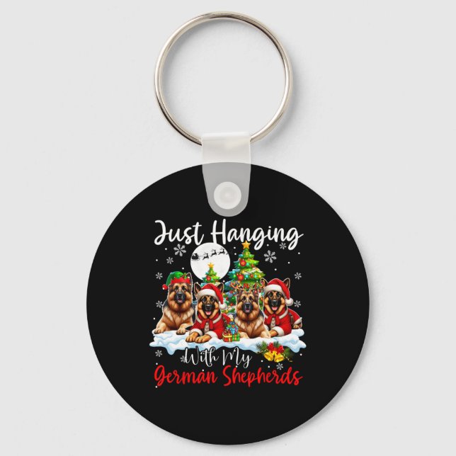 Just Hanging With My German Shepherds Xmas Three S Keychain (Front)