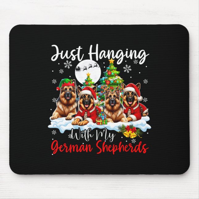 Just Hanging With My German Shepherds Xmas Three S Mouse Pad (Front)